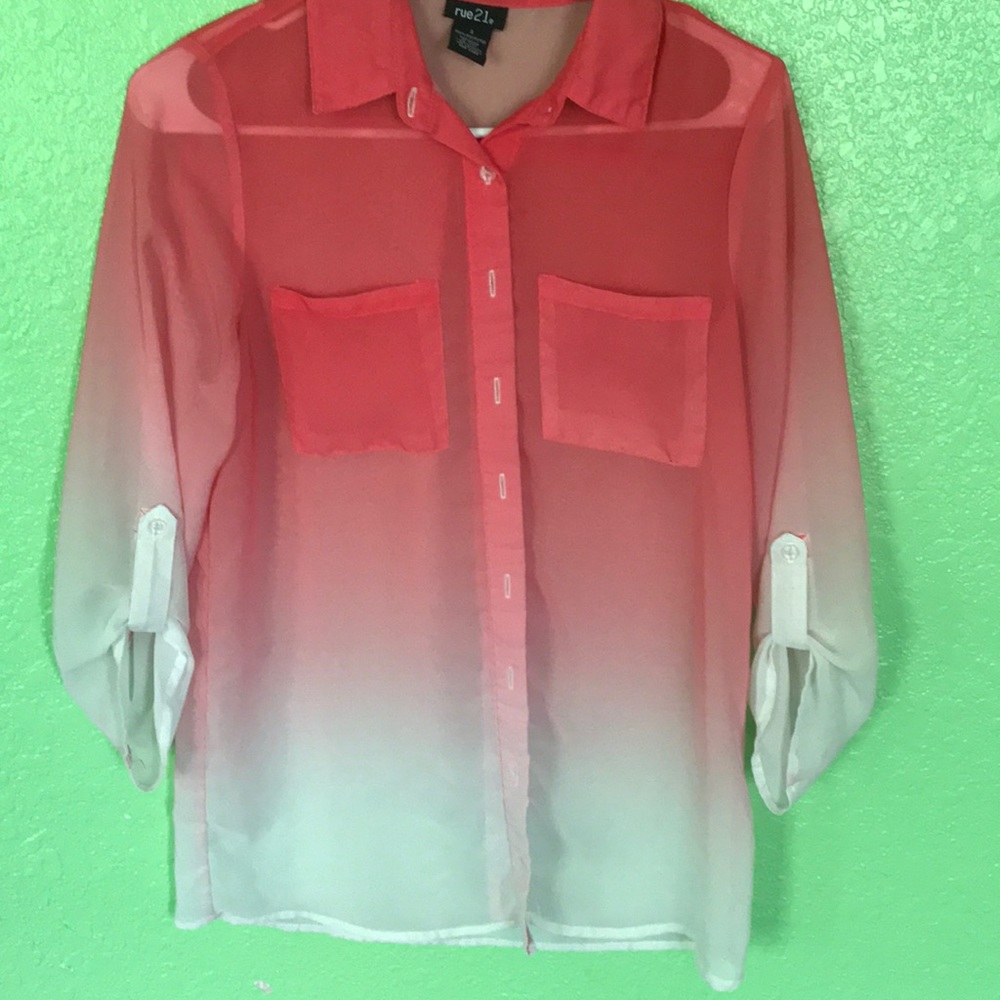 Rue21 button up ombré shirt